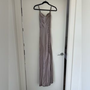 Revelry - Billie Satin Dress Bridesmaid Dress in Taupe